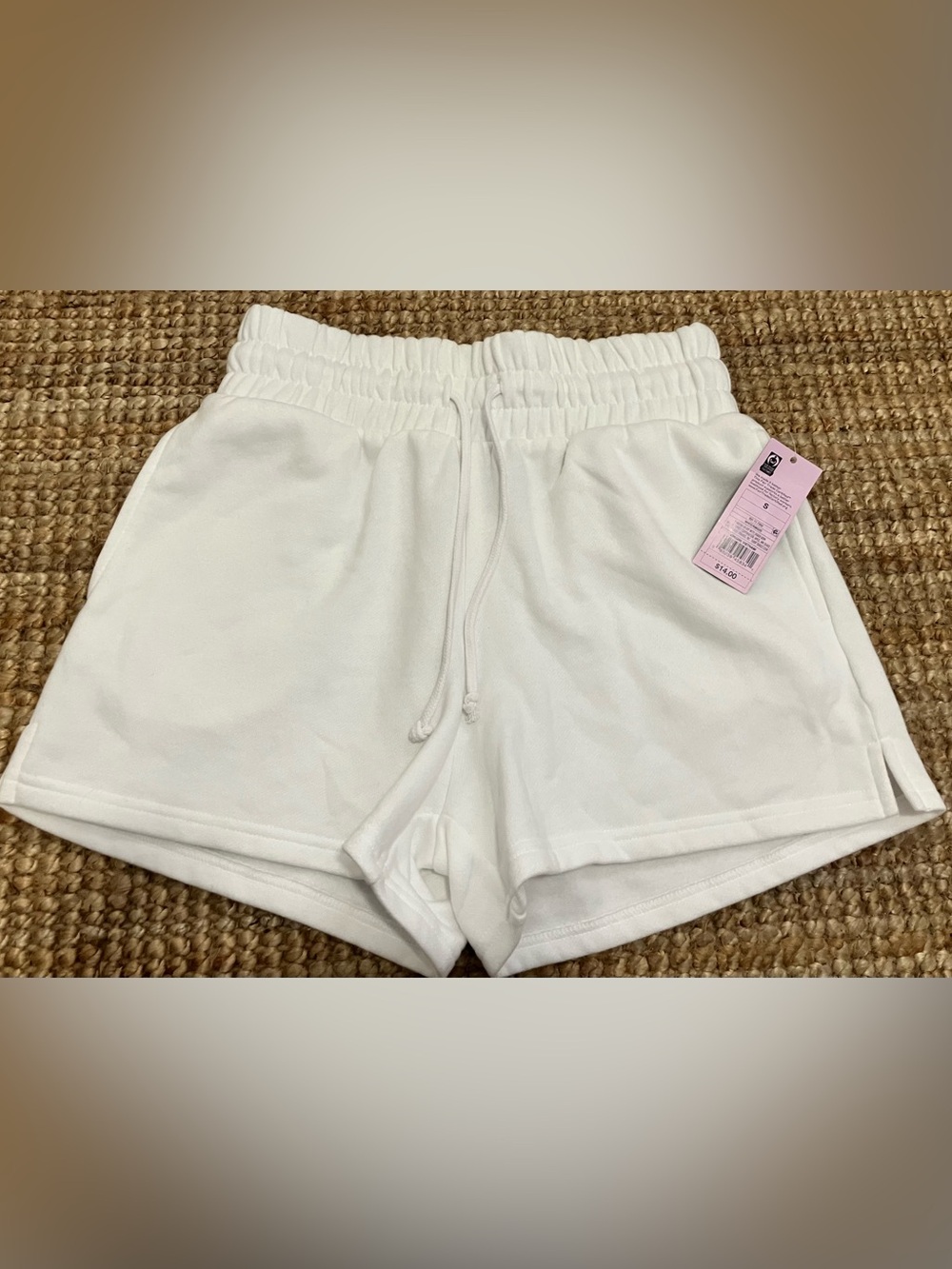 Wild Fable White Cotton Blend Drawstring Shorts-Small